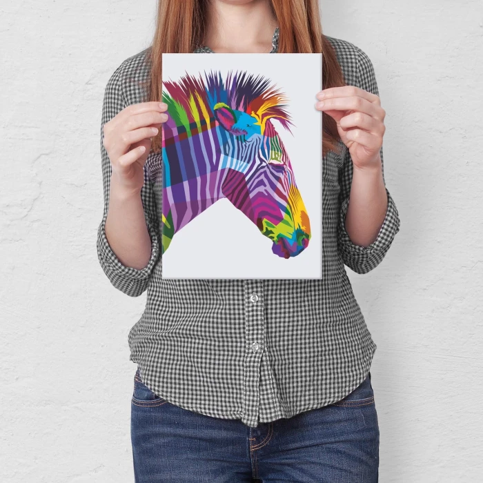 Plakat metalowy Kolorowa zebra Prezent