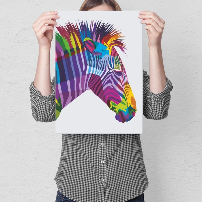 Plakat metalowy Kolorowa zebra Prezent