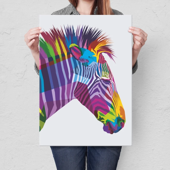Plakat metalowy Kolorowa zebra Prezent