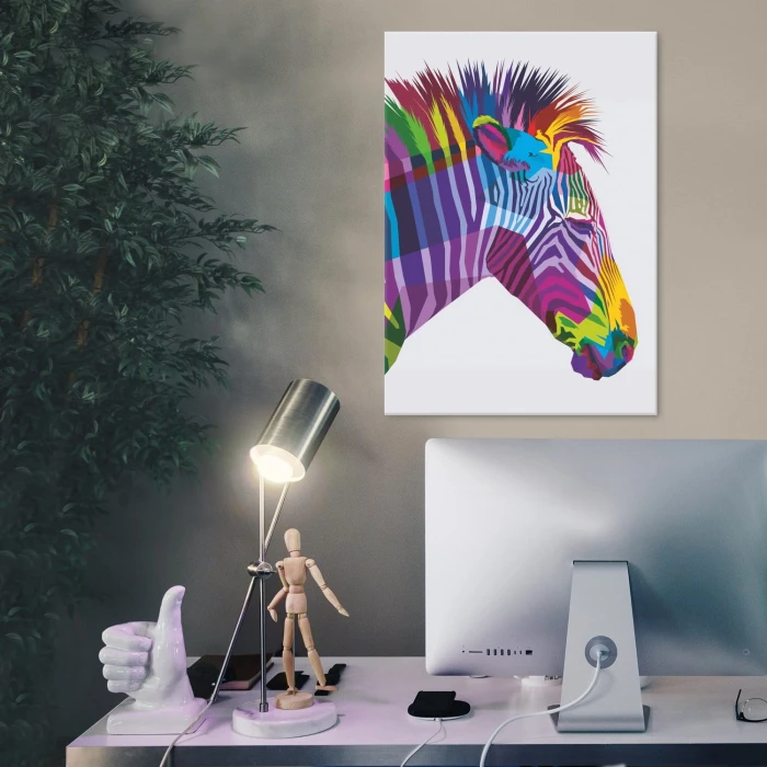 Plakat metalowy Kolorowa zebra Prezent