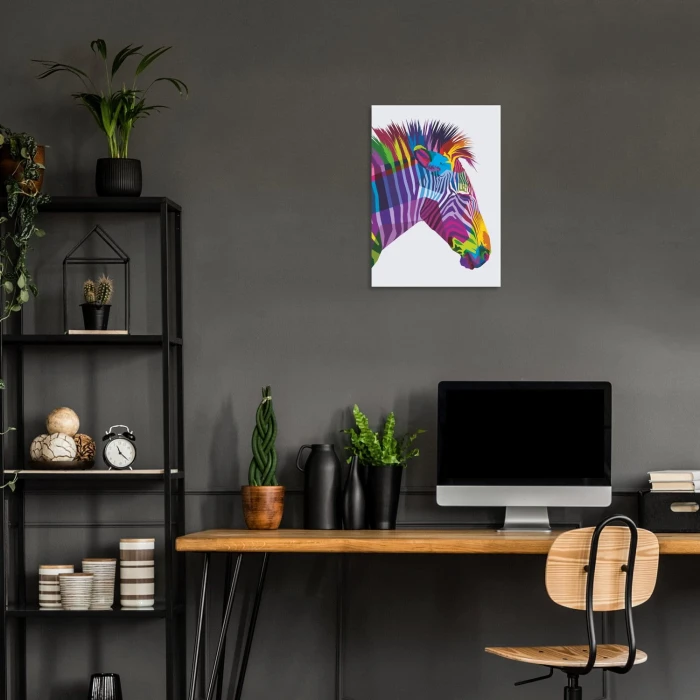 Plakat metalowy Kolorowa zebra Prezent