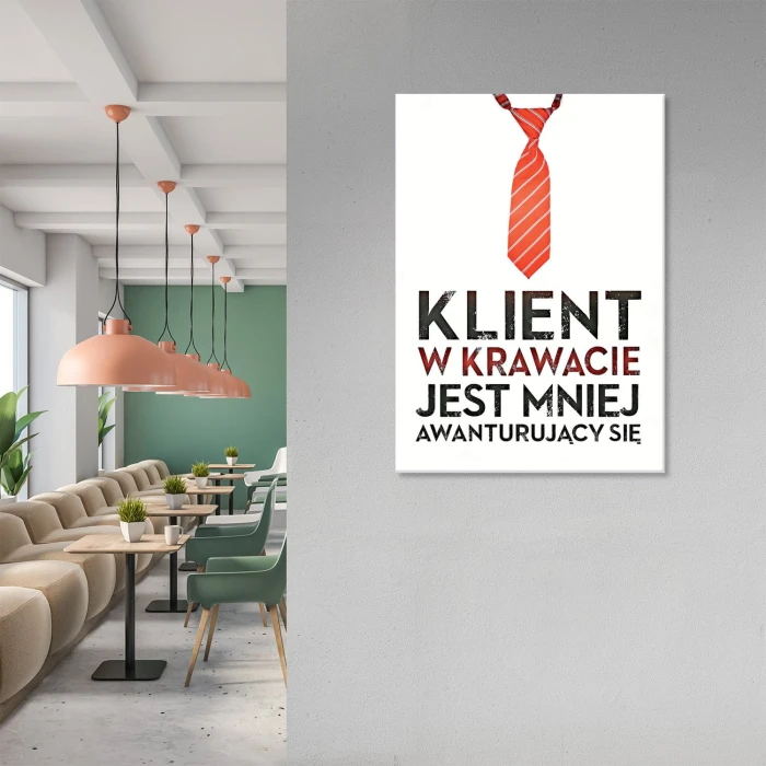 Plakat metalowy Klient w krawacie Prezent