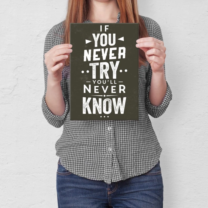 Plakat metalowy If you never a try Prezent