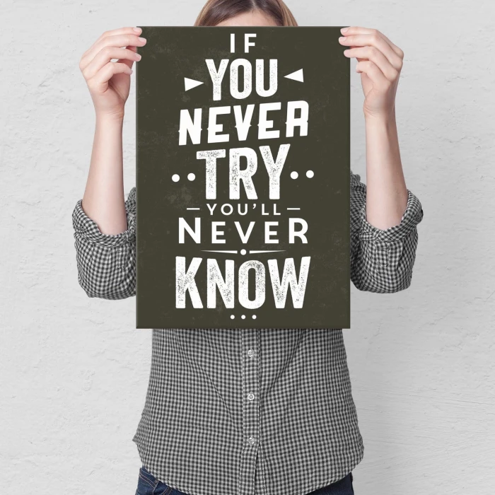 Plakat metalowy If you never a try Prezent