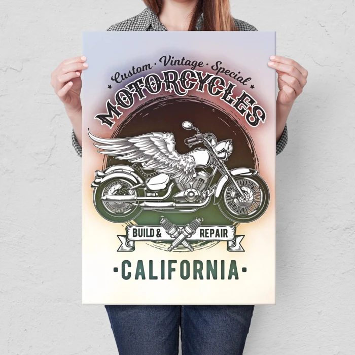 Plakat metalowy California motorcycles Prezent