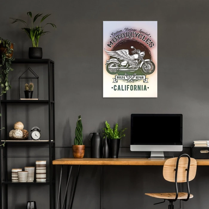 Plakat metalowy California motorcycles Prezent