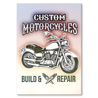 Plakat metalowy Custom motorcycles Prezent