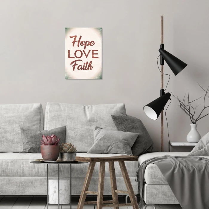 Plakat metalowy Hope Love Faith Prezent
