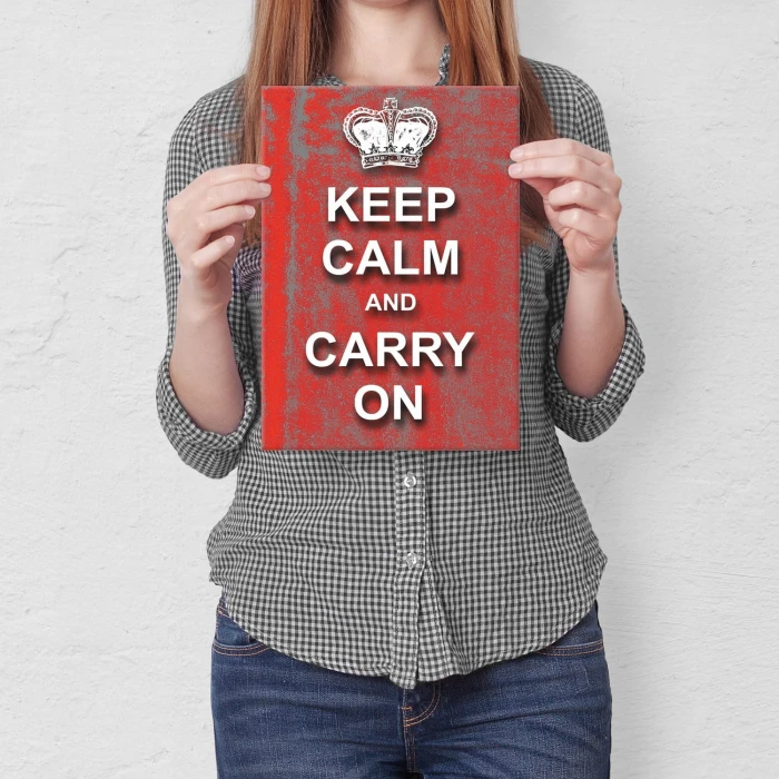 Plakat metalowy Keep calm red Prezent
