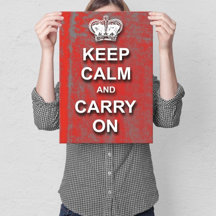 Plakat metalowy Keep calm red Prezent