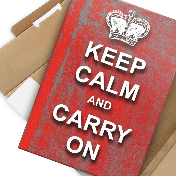 Plakat metalowy Keep calm red Prezent