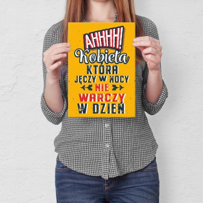 Plakat metalowy Kobieta która jęczy Prezent