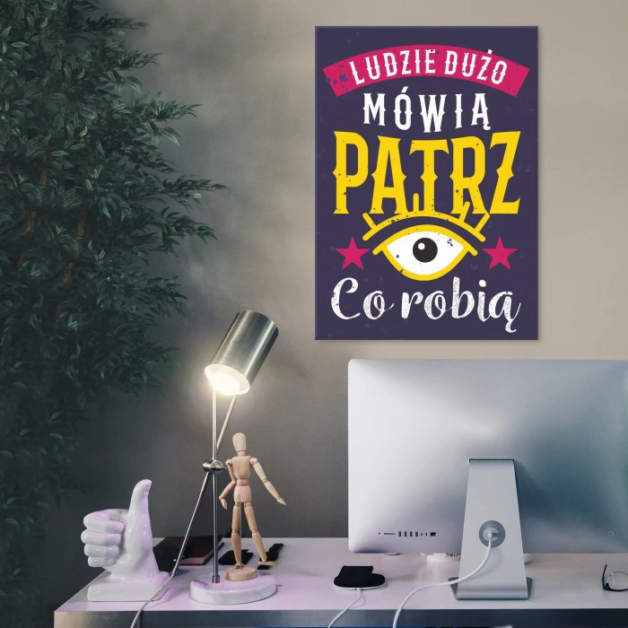 Plakat metalowy Ludzie dużo mówią Prezent