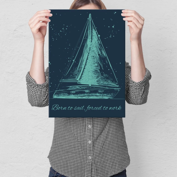 Plakat metalowy Born to sail Prezent