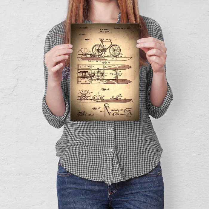 Plakat metalowy Bike boat Patent Prezent