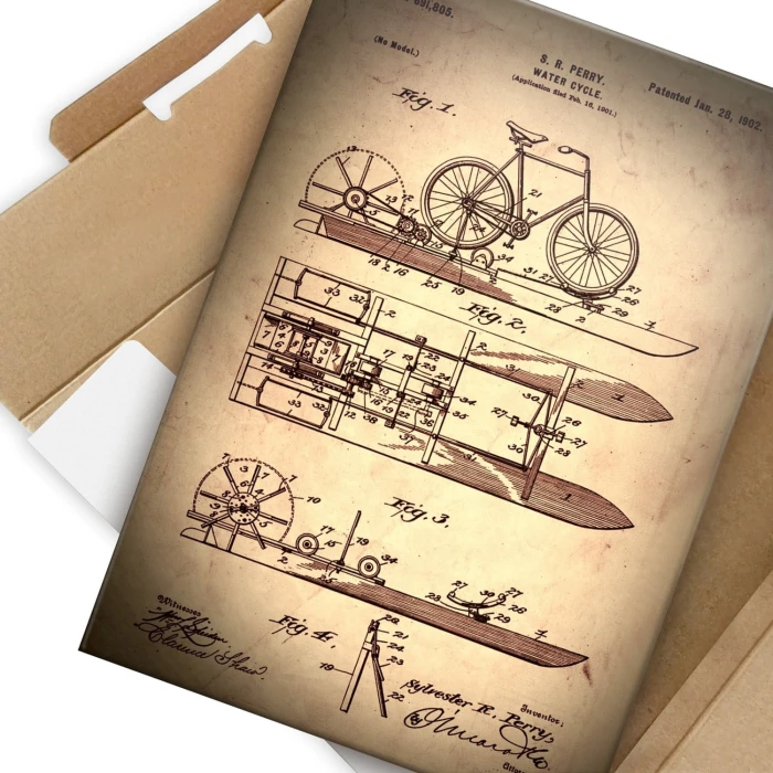 Plakat metalowy Bike boat Patent Prezent