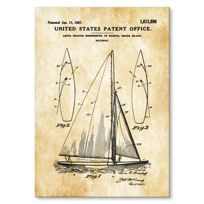Plakat metalowy Boat Patent Prezent