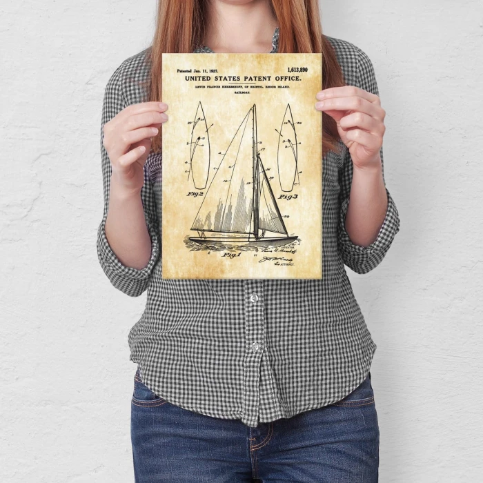 Plakat metalowy Boat Patent Prezent