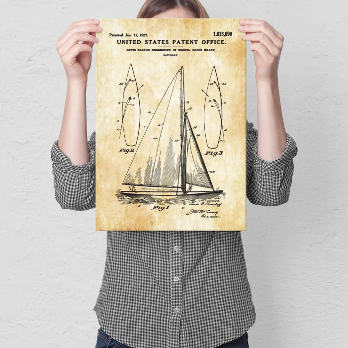 Plakat metalowy Boat Patent Prezent