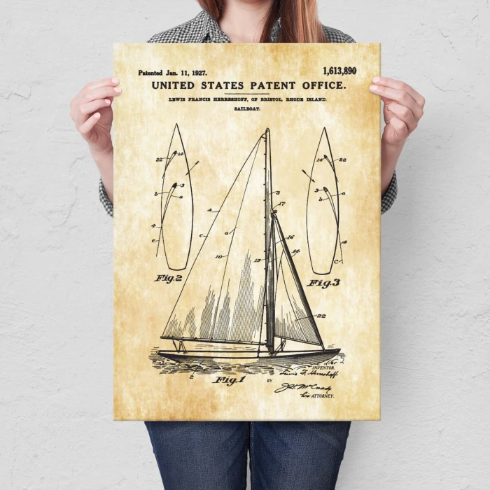 Plakat metalowy Boat Patent Prezent