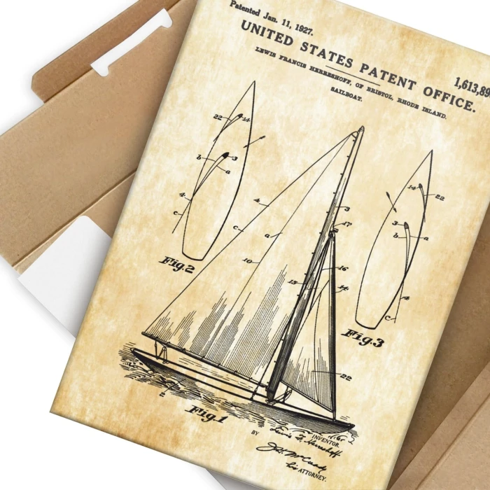 Plakat metalowy Boat Patent Prezent