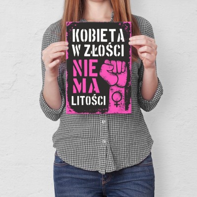 Plakat metalowy Kobieta w złości Prezent