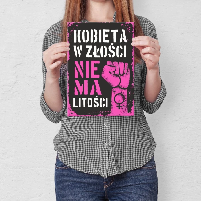 Plakat metalowy Kobieta w złości Prezent