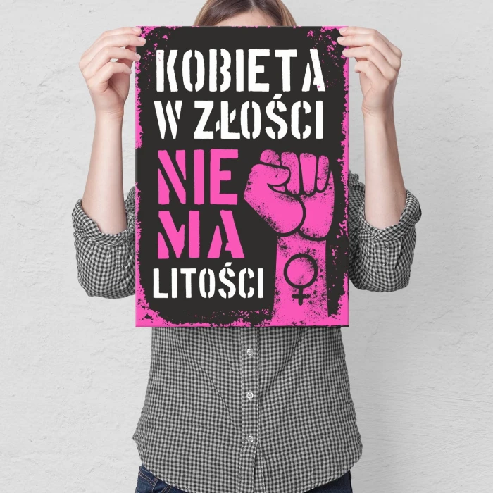 Plakat metalowy Kobieta w złości Prezent