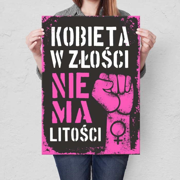 Plakat metalowy Kobieta w złości Prezent