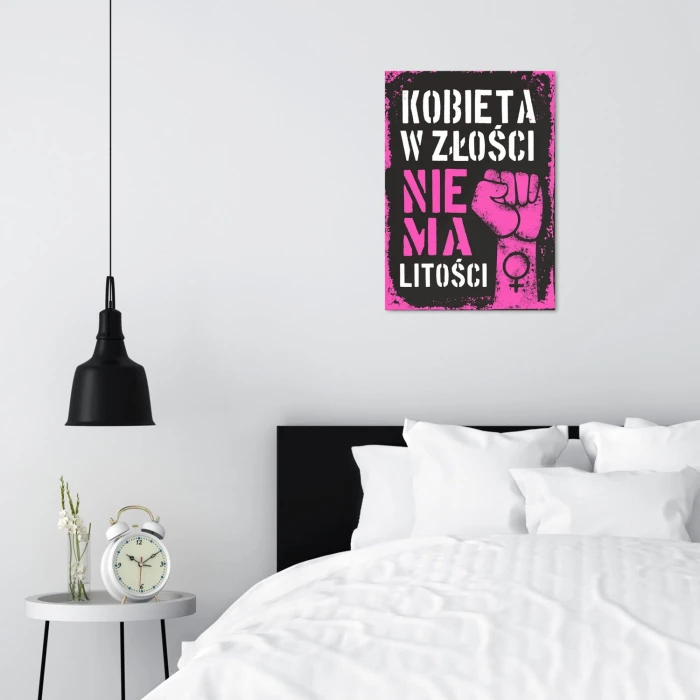 Plakat metalowy Kobieta w złości Prezent