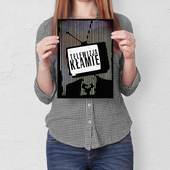 Plakat metalowy Telewizja kłamie Prezent