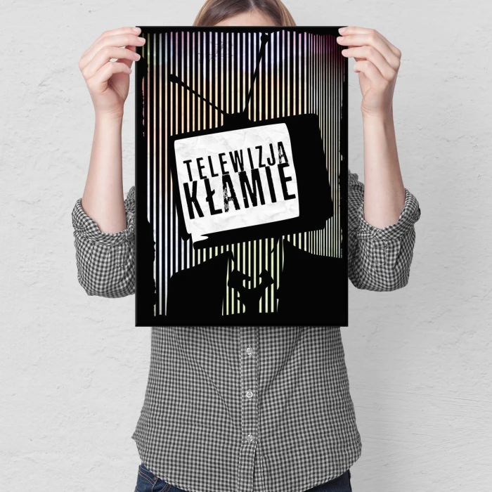 Plakat metalowy Telewizja kłamie Prezent
