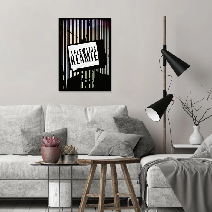 Plakat metalowy Telewizja kłamie Prezent
