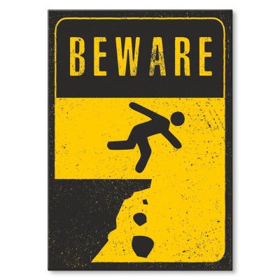 Plakat metalowy Beware cliff Prezent
