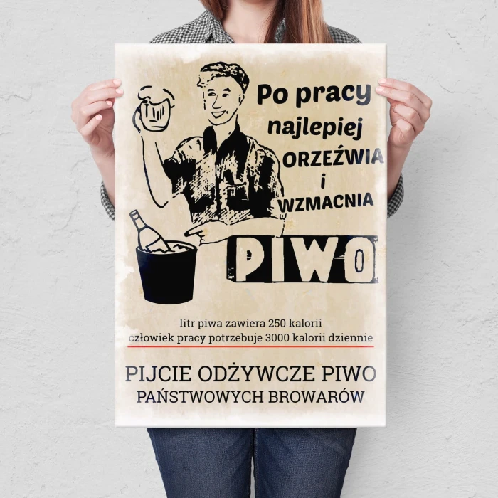 Plakat metalowy Pijcie piwo po pracy Prezent