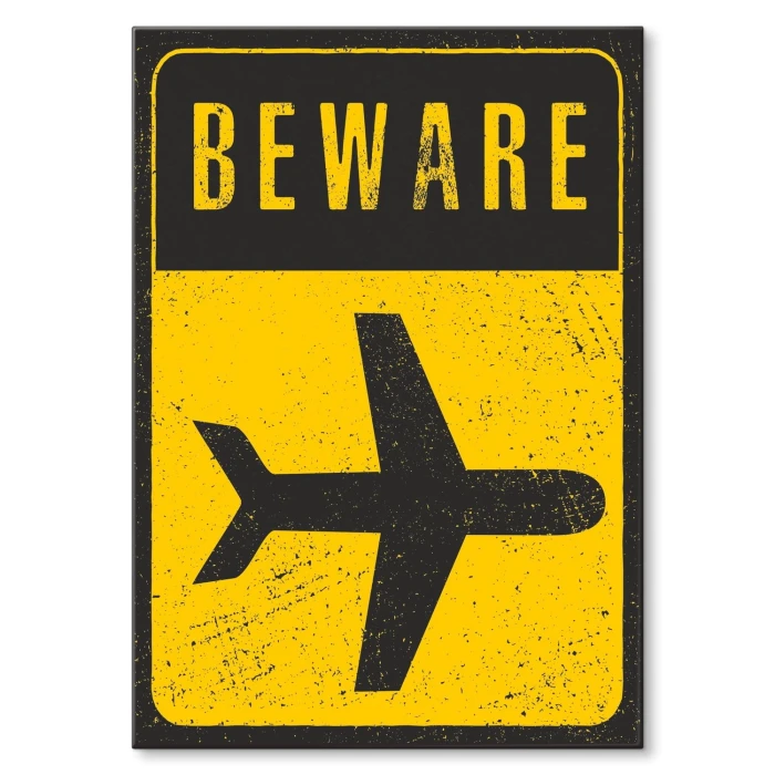 Plakat metalowy Beware plane Prezent
