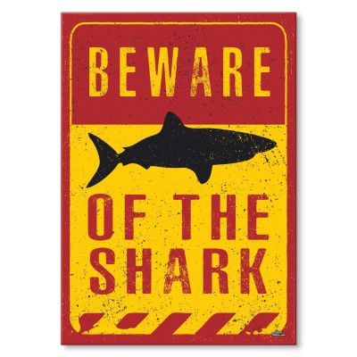Plakat metalowy Beware shark Prezent