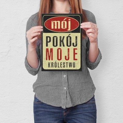 Plakat metalowy Pokój moje królestwo Prezent
