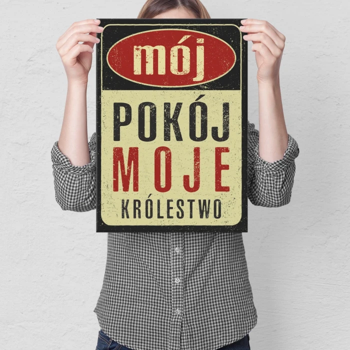 Plakat metalowy Pokój moje królestwo Prezent