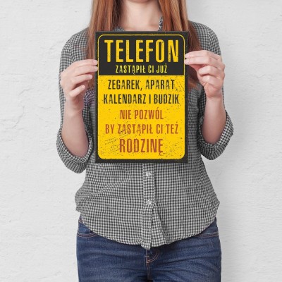 Plakat metalowy Telefon zastępuje życie Prezent