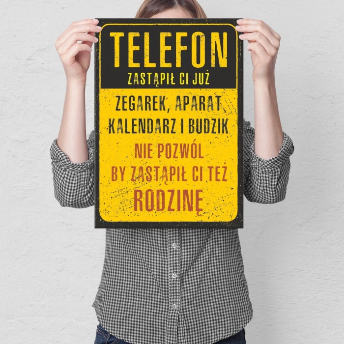 Plakat metalowy Telefon zastępuje życie Prezent