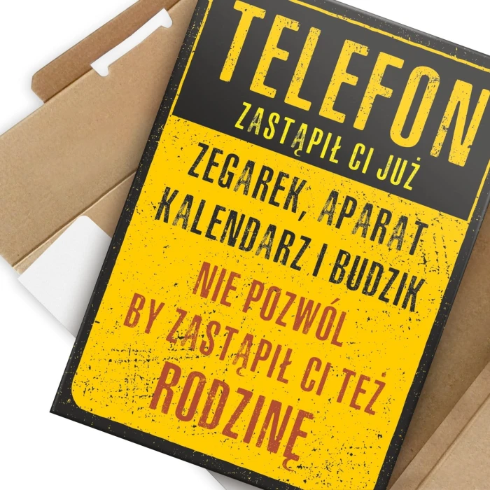 Plakat metalowy Telefon zastępuje życie Prezent