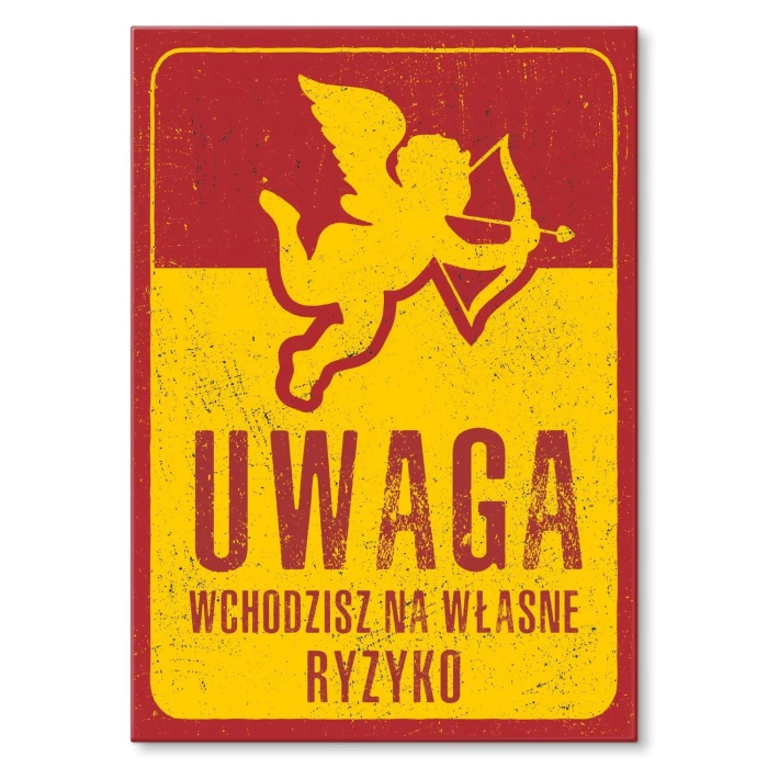 Plakat metalowy Uwaga amor Prezent