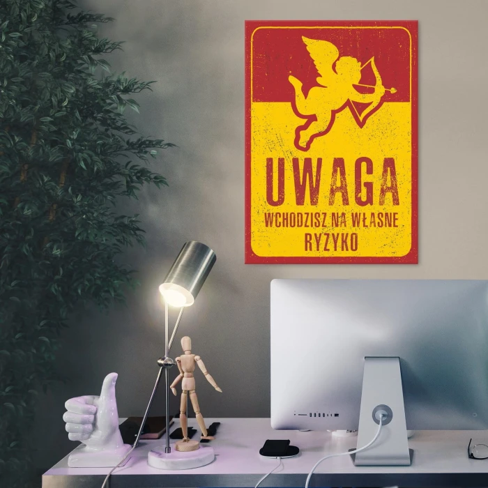 Plakat metalowy Uwaga amor Prezent