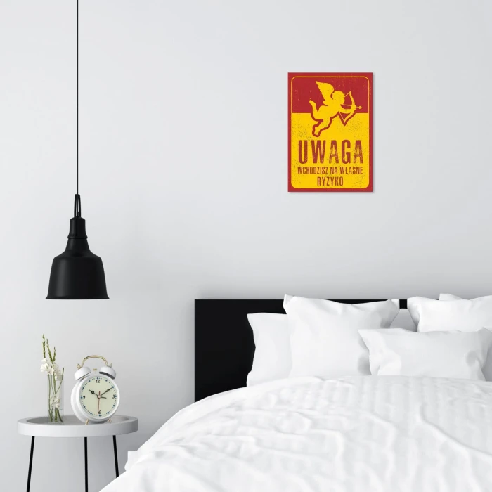 Plakat metalowy Uwaga amor Prezent