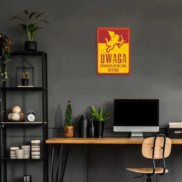 Plakat metalowy Uwaga amor Prezent