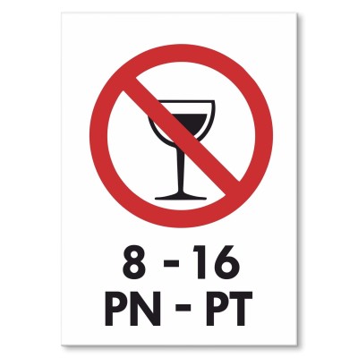 Plakat metalowy Zakaz picia 8-16 Prezent