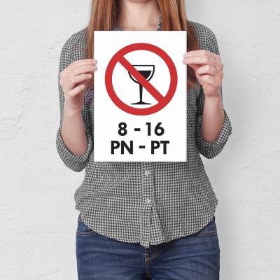 Plakat metalowy Zakaz picia 8-16 Prezent