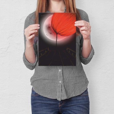 Plakat metalowy Orange moon Prezent