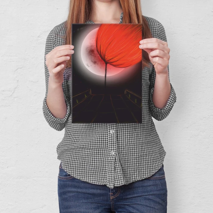 Plakat metalowy Orange moon Prezent